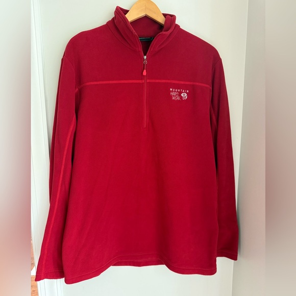Mountain Hardwear Men's half zipper Red Fleece pullover Large - Picture 1 of 9